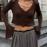 Hollow Out Knit Cropped Cardigan