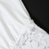 Asymmetric Collar Lace Sheer Sleeveless Crop Top