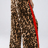 Chic Leopard Print Relaxed Wide Leg Pants