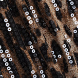 Leopard Print Lace Up Corset Sequin Midi Skirt Set