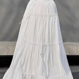 Ballet Gentle White Low Waist A Line Maxi Skirt