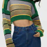 Chic Color Block Crop Sweater