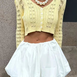 Hollow Out Knit Cropped Cardigan