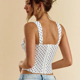 Chic Polka Dot Bustier Sleeveless Tank Top