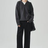 Slouchy V-Neck Hooded Sweater