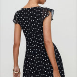 Polka Dot Mesh A-Line Mini Dress