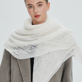 Solid Color Lace Knit Square Scarf