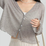 Tencel V-Neck Cropped Cardigan