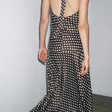 Polka Dot Halter Neck Maxi Dress