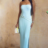 Ribbed Strapless Twist Maxi Dress