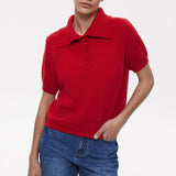 Hollow Out Polo Knit Sweater