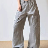 Vintage Grey Wide Leg Cargo Jeans