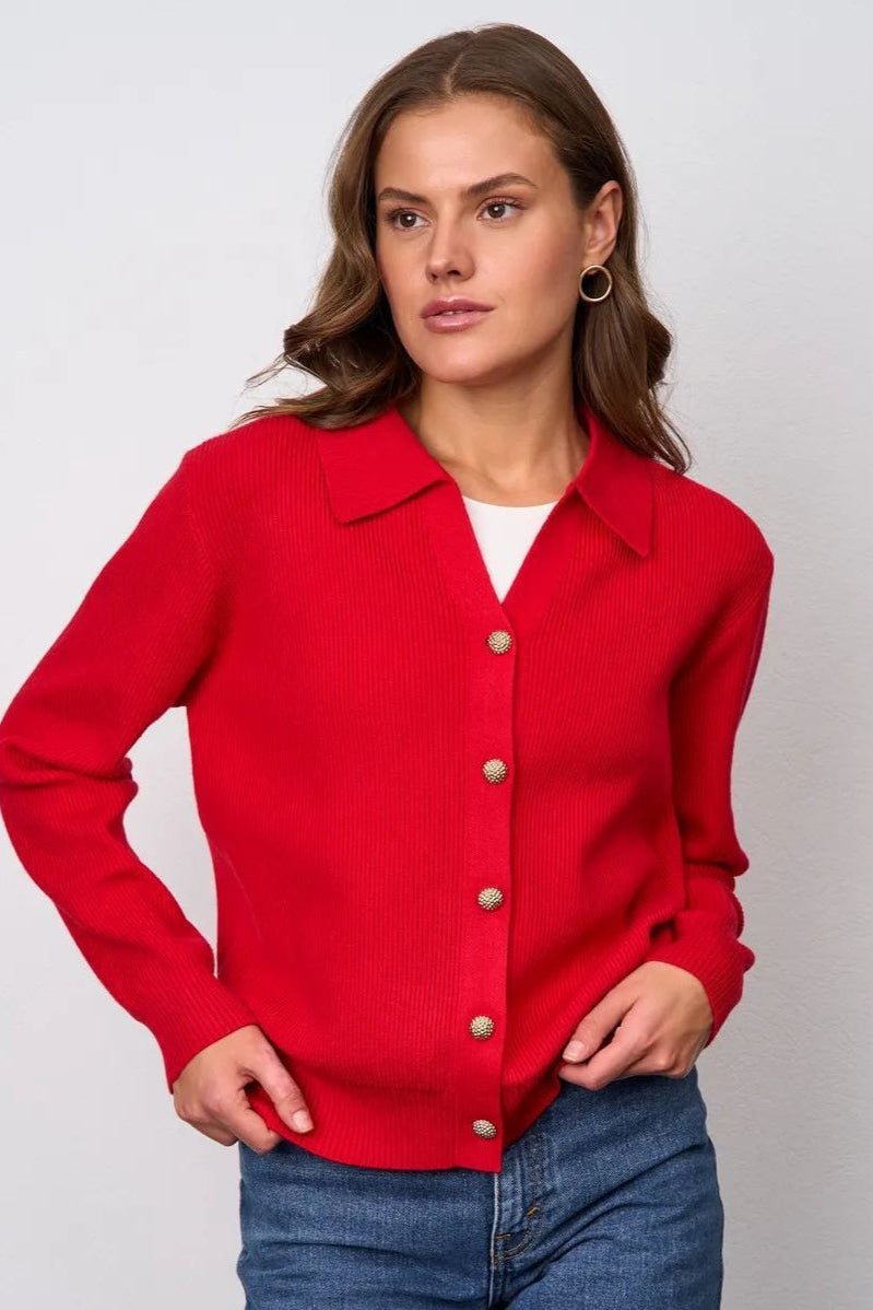 Single Button V-Neck Knit Sweater