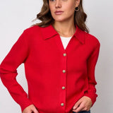 Single Button V-Neck Knit Sweater