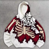 Gothic 3D Skeleton Print Hoodie