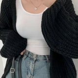Chic Oversized Lantern Sleeve Cardigan
