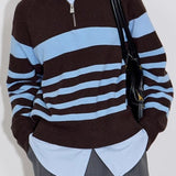 Color Block Striped Knit Sweater