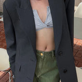 Wide Shoulder Office Blazer