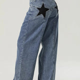 Star Print Loose Wide Leg Jeans