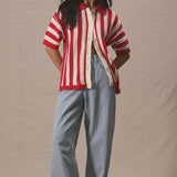 Color Block Striped Polo Sweater