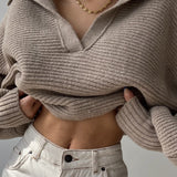 Long Sleeve Collar Knit Sweater