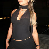 Halter Tie Tank Mini Skirt Set