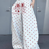 Star Letter Embroidered Cotton Baggy Sweat Pants