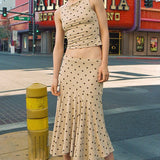 Polka Dot Ruched Maxi Two Pieces Set