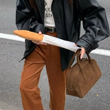 PU Leather Oversized Biker Jacket
