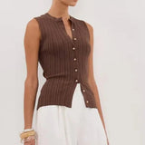 Sleeveless Cropped Knit Cardigan