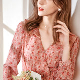 Printed Chiffon Fitted Waist Floral Dress