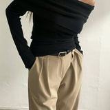 Off Shoulder Slim Knit Sweater