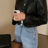 Retro O-Neck PU Leather Jacket