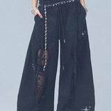 Ripped Lace Patchwork Relaxed Jeans