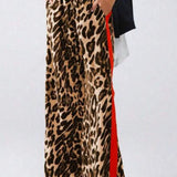 Chic Leopard Print Relaxed Wide Leg Pants