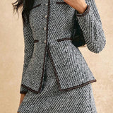 Vintage Tweed Lapel Jacket & Skirt Two Piece Set