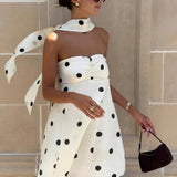 Fashionable Polka Dot Strapless Mini Dress
