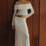 Off Shoulder Polka Dot Two Pieces Set