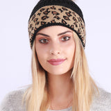 Leopard Print Slouchy Knit Beanie Hat