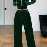 Relaxed Solid Crystal Crop Two Piece Set