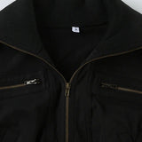 Casual Girdling Waist Black Jacket