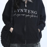 Fur Collar Oversized Zip Hoodie