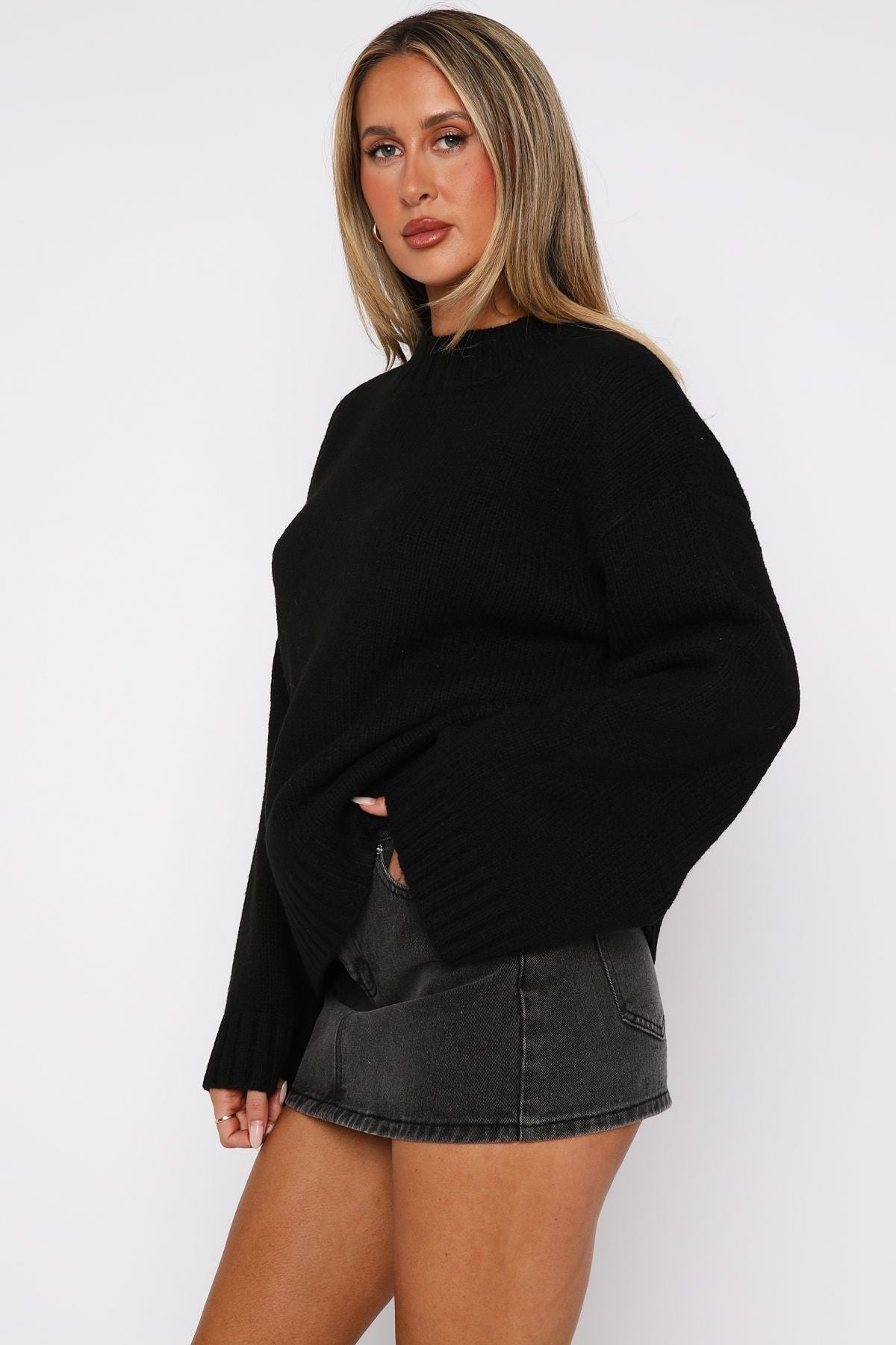 Winter's Chill Knit Sweater Black