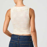 Chic Ruffle Detail Lace Up Corset Tank Top