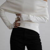 Sexy Off Shoulder Ribbed Sweater