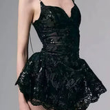 Lace Spaghetti Strap Mini Dress