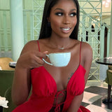 Chic Tie Cami High Waist Skirt Set