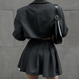 Mini Skirt with Lapel Blazer Two Piece Set