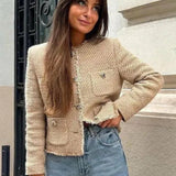 Tweed Button Front Jacket