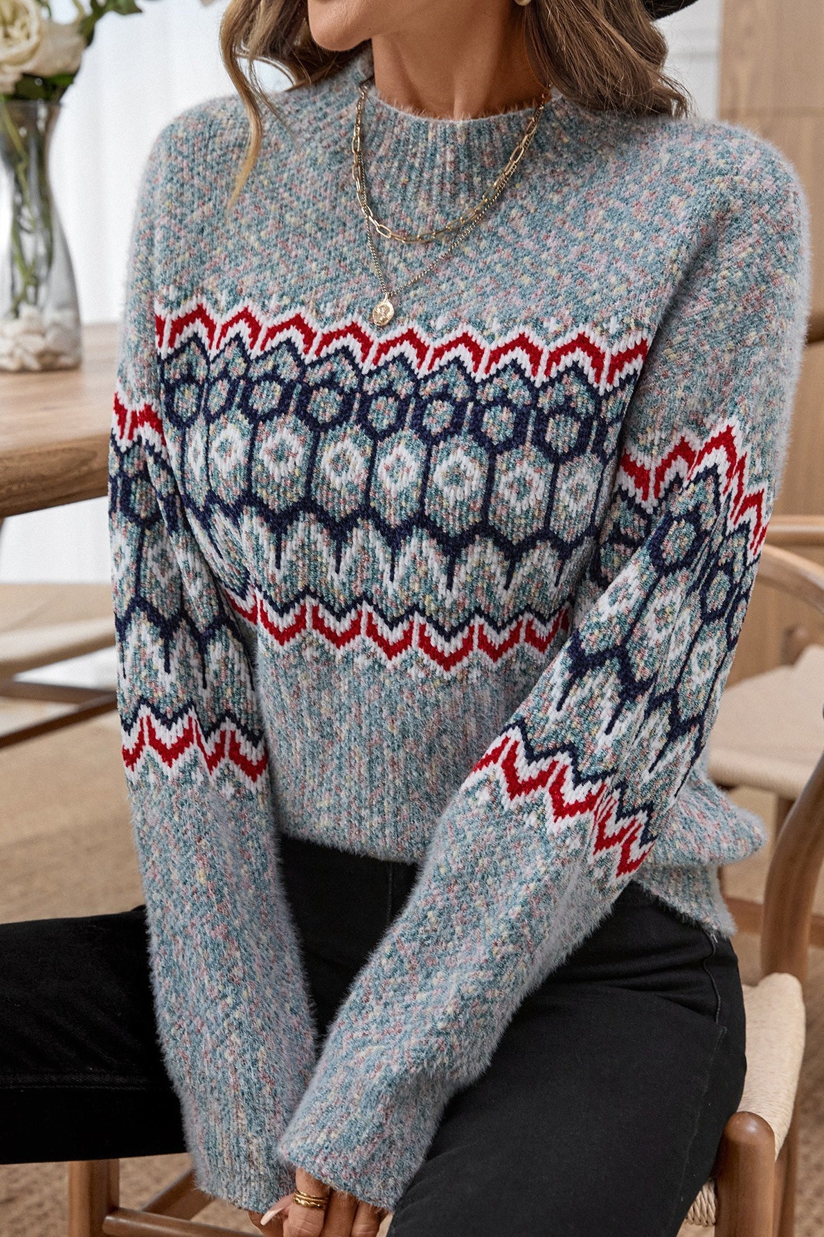 Chenille Knit Pullover Sweater